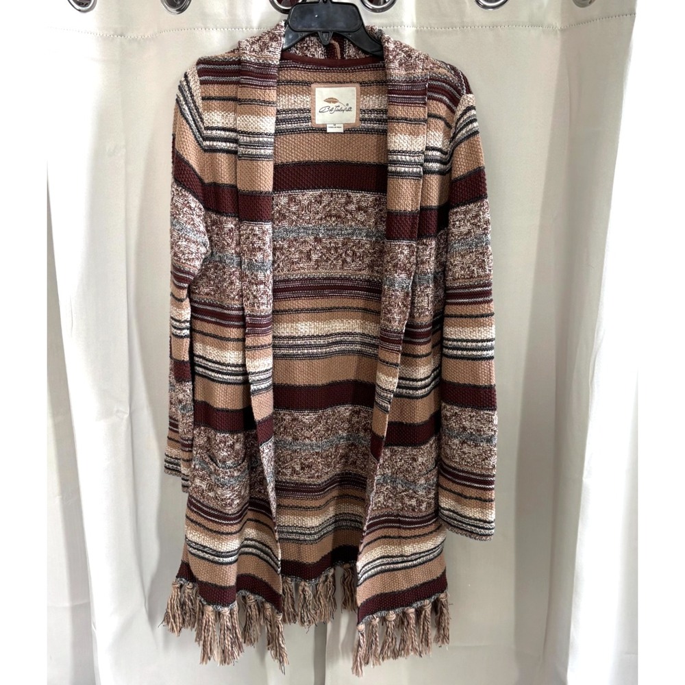 Bob Timberlake Aztez Cardigan Med Wool Blend Western Fringe‎ Blanket Long 18913x
